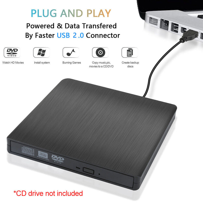 5Gbps USB 2.0 External DVD CD-ROM RW Player Optical Drives Enclosure NO Drive