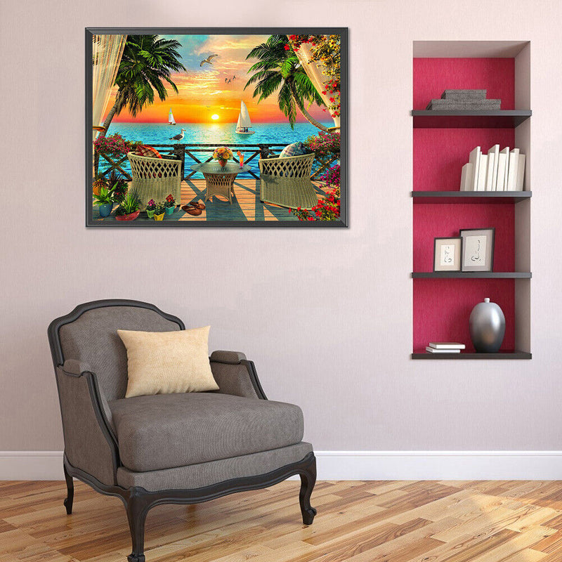 5D Diamond Painting Kit DIY Seaside Sunset Full Square Drill Mosaic Picture Arts