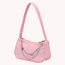 Fashion Women Pure Color Butterfly Chain Underarm Bag Hobos Handbag (Pink)