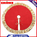 Red Christmas Tree Skirt Ruffle Golden Edge Apron Xmas Tree Cover Christmas