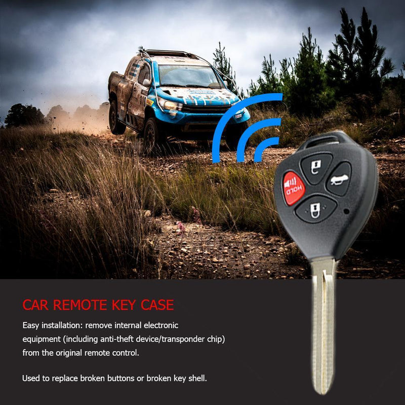 2006-2010 Black Car Remote Key Case 4 Buttons Key Shell Replacement for Corolla