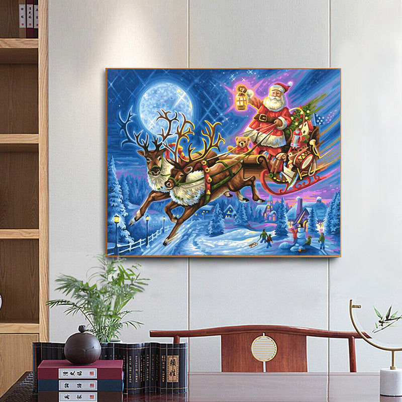 Santa Oil Paint By Numbers Kits Canvas DIY Picture Hand Painted Wall Art Cr