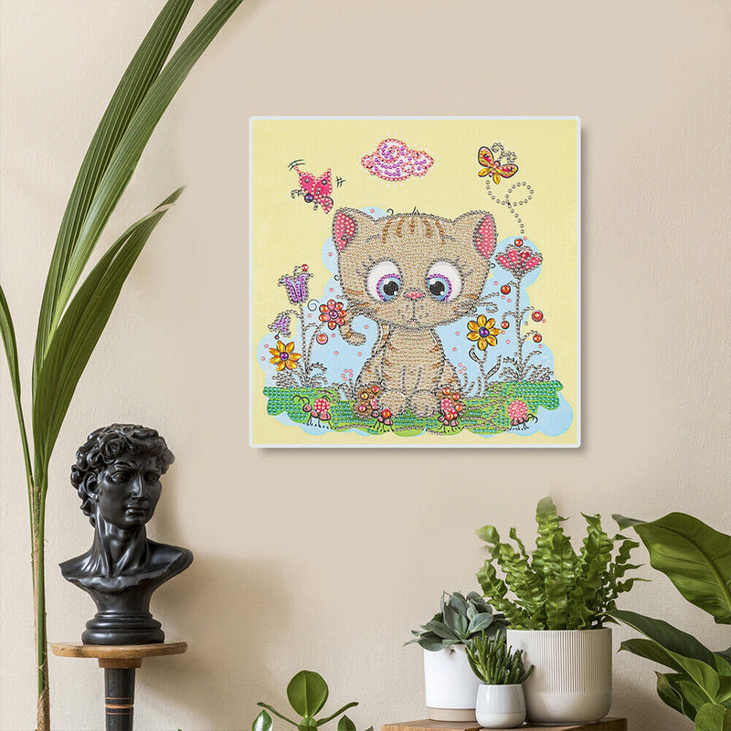 5D DIY Diamond Painting Cartoon Cat Partial Special Shape Drill Art (UP107)