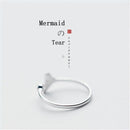 Inlaid Diamond Ring Crystal Opening Ring Fishtail Fish Wave Mermaid Tears Ring