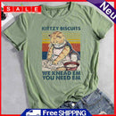 Fashion Kitty Biscuits Short Sleeve T-Shirt (Olive Green XXXL) -01277