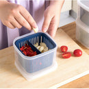 Food Storage Square Fridge Box Drain Sealed Box Fresh-keeping 2 in1 Container