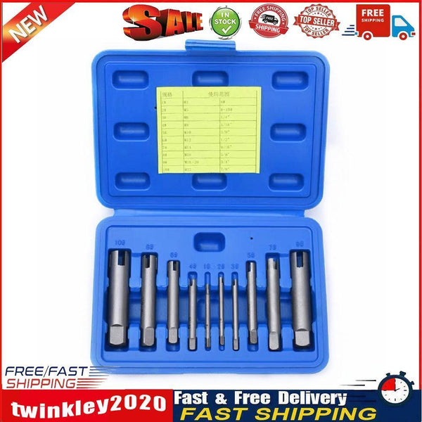 10pcs M4-M22 Broken Head Taps Extractor Stripped Screw Remover Guide Set Newly