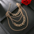 Hip Hop Jewelry Women Pendant Necklace Thick Curb Chain Punk Choker Multi-layer