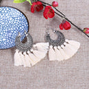 Fashion Retro Bohemian National Style Tassel Earrings(Creamy White)
