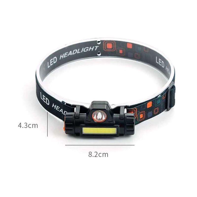 2pcs LED COB Headlights USB Rechargeable Headlamp Fishing Headlights