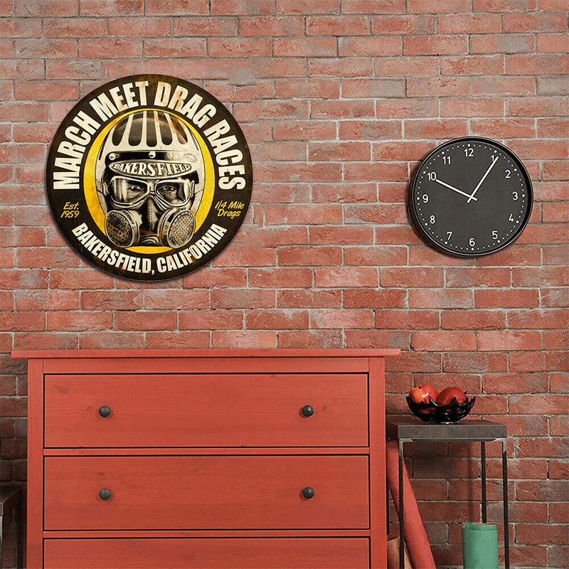 March Races Round Retro Metal Plate Tin Sign Plate Poster for Bar Club Cafe