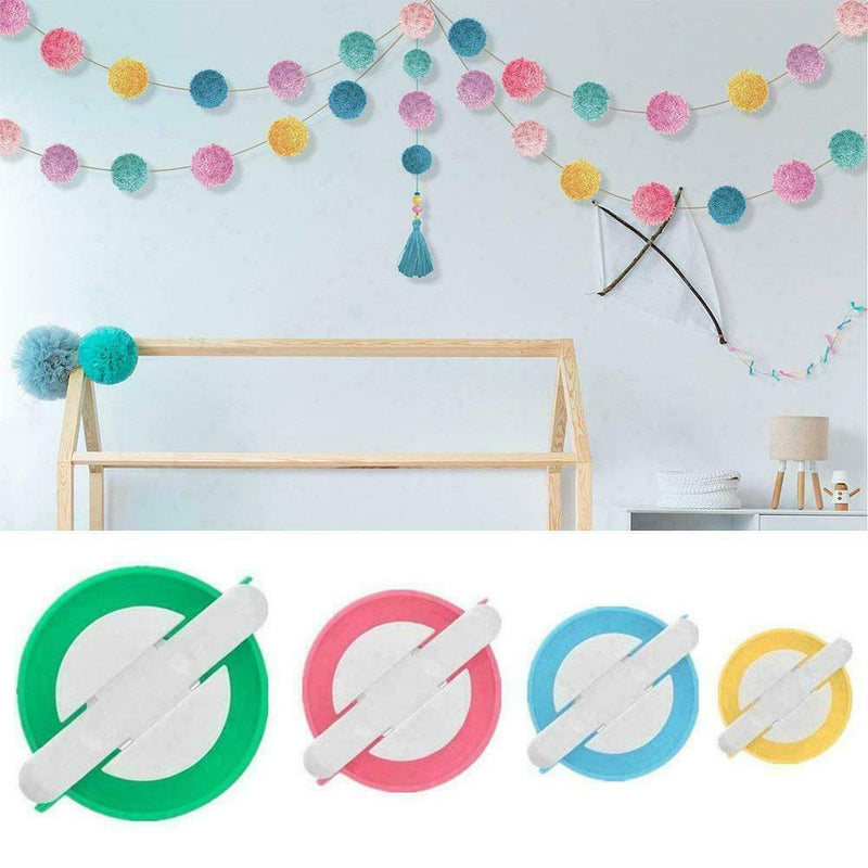4 Size Pompom Pom-pom Maker Fluff Ball Weaver Needle Wool Knitting Craft E5B9