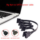Molex 4 Pin Male to SATA 15 Pin Female Power Supply Cable 1 to 5 Cord 30 Inch
