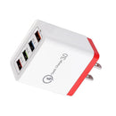 4 USB Travel Wall Charger 3A Fast Charging Charger US Plug Adapter (Red) Newly