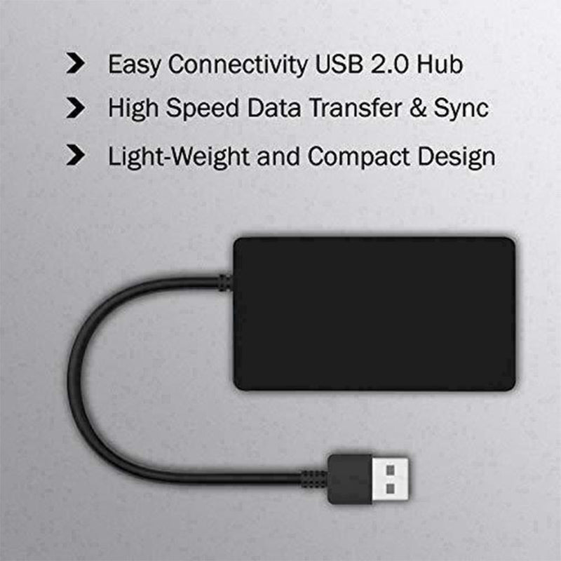 Black USB 2.0 Hi-Speed 4-Ports Splitter Hub For PC Speed High K4N4