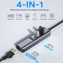 Card 3 Ports USB 3.0 RJ45 1000Mbps Ethernet Adapter USB Type-C HUB Expander