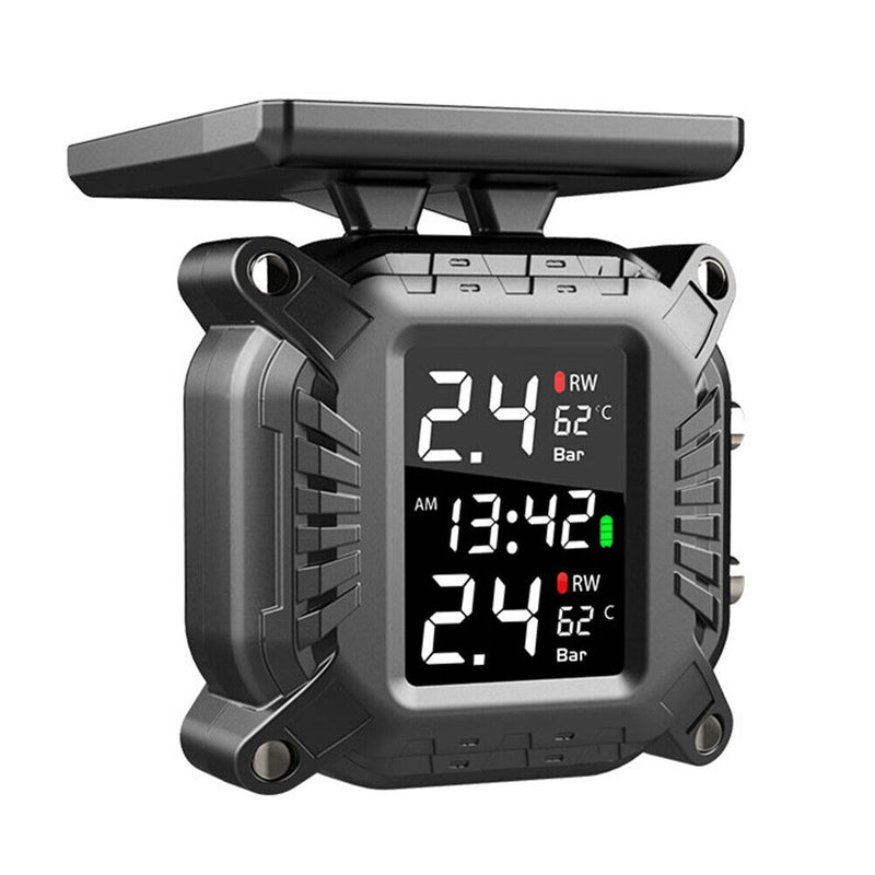 Solar Motorcycle TPMS Tire Pressure Monitoring System with 2 External Sensor