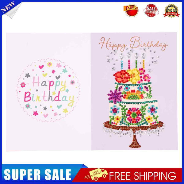 Special Shaped 5D Diamond Painting Happy Birthday Card DIY Postcard (KP016)
