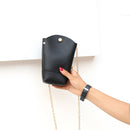 Women PU Leather Mini Phone Bag Chain Bag Shoulder Crossbody Bag(Black)