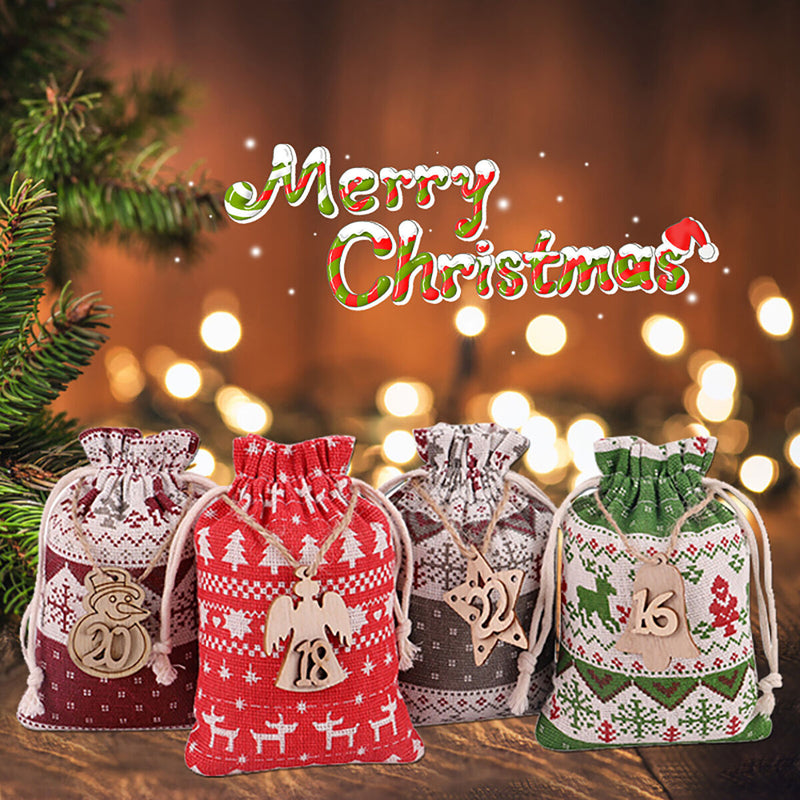 Christmas Burlap Bags with Drawstring Packaging Burlap Pouches Xmas Gift Bags