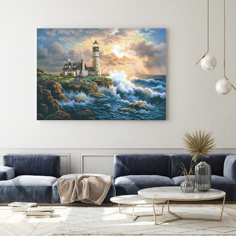 Lighthouse Landscape DIY Zero Base HandPainted Paint by Number Kits on Canvas