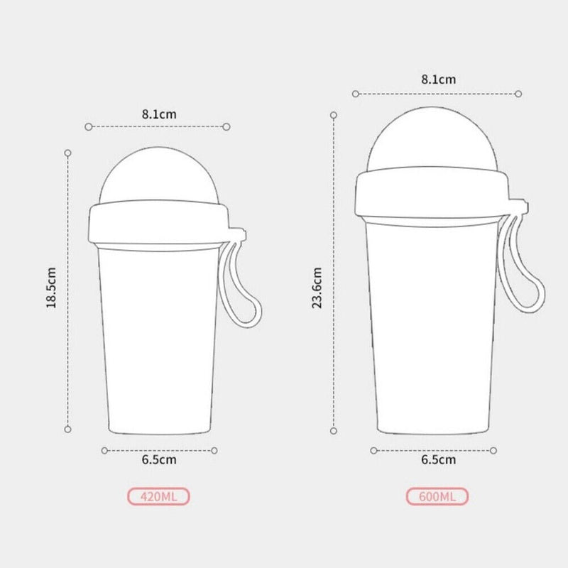 Large Capacity Dual Straw Cup Outdoor Student Drinking Beverage Water Bottl