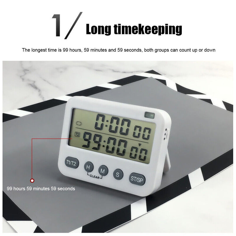 LCD Digital Screen Kitchen Timer Cooking Count Up Countdown Alarm Clock