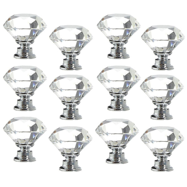 Door Knobs Cupboard Pulls Diamond Shape Pull Handle Crystal Glass Knobs