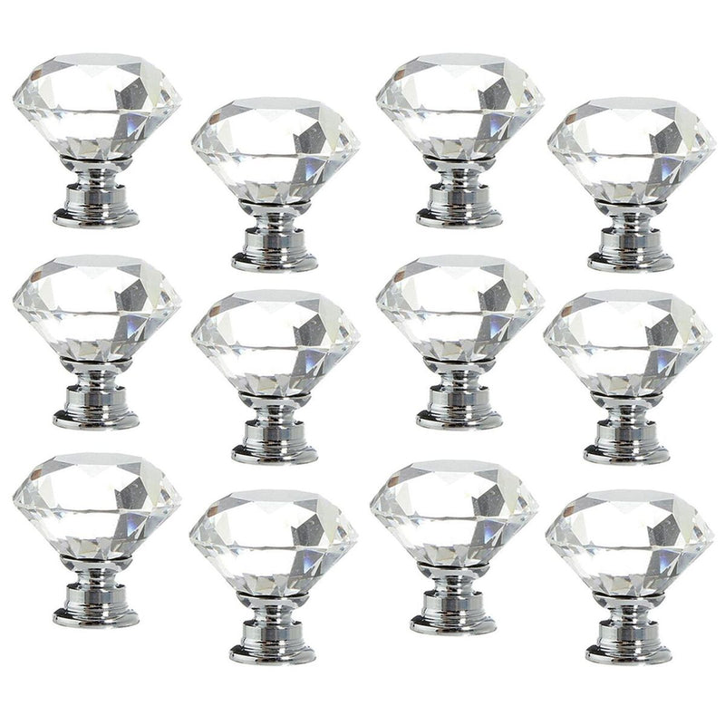Door Knobs Cupboard Pulls Diamond Shape Pull Handle Crystal Glass Knobs