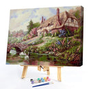 Frameless Oil Paint By Numbers Cottage Country DIY Canvas Picture Craft Kit