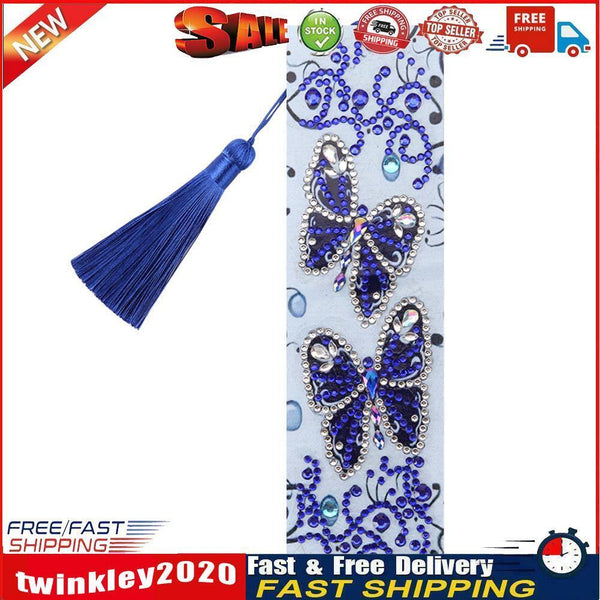 DIY Butterfly Special Shaped Diamond Painting Leather Bookmark with Tassel Newly