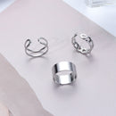 Circular Finger Accessories Opening Gothic Stack Plain Band Rings Set Punk