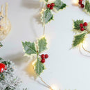 Christmas Led Lights Wreath Holly Garland Artificial DIY 2022 Xmas Decor D9A0