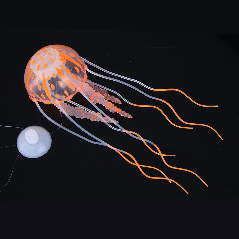 Simulation Artificial Jellyfish Glowing Aquarium Fish Tank Decor(Orange)