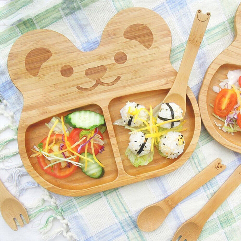 Baby Dining Plate Anti-fall Toddler Tableware Set Children Feeding Bowl Spoon