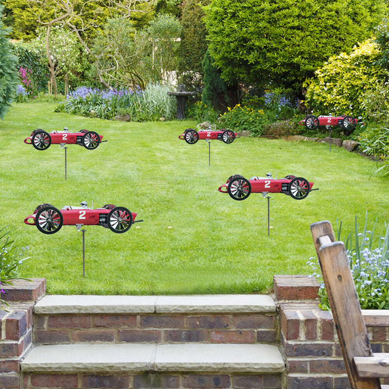 Metal Racer Windmill Aircraft Wind Spinners Outdoor Garden Yard Decor (A)