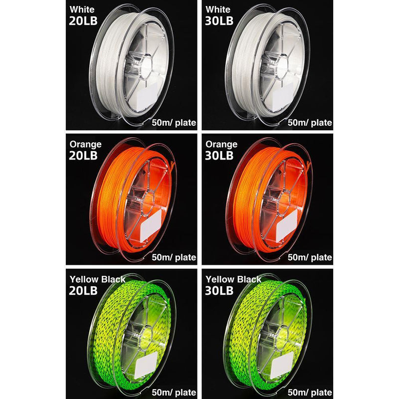 50m 30LB Fly Fishing Backing Line 8 Strands Wire Fishing Tackle (White)