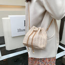 Woven Crossbody Messenger Bag Straw Bucket Women Summer Chain Shoulder Handbags