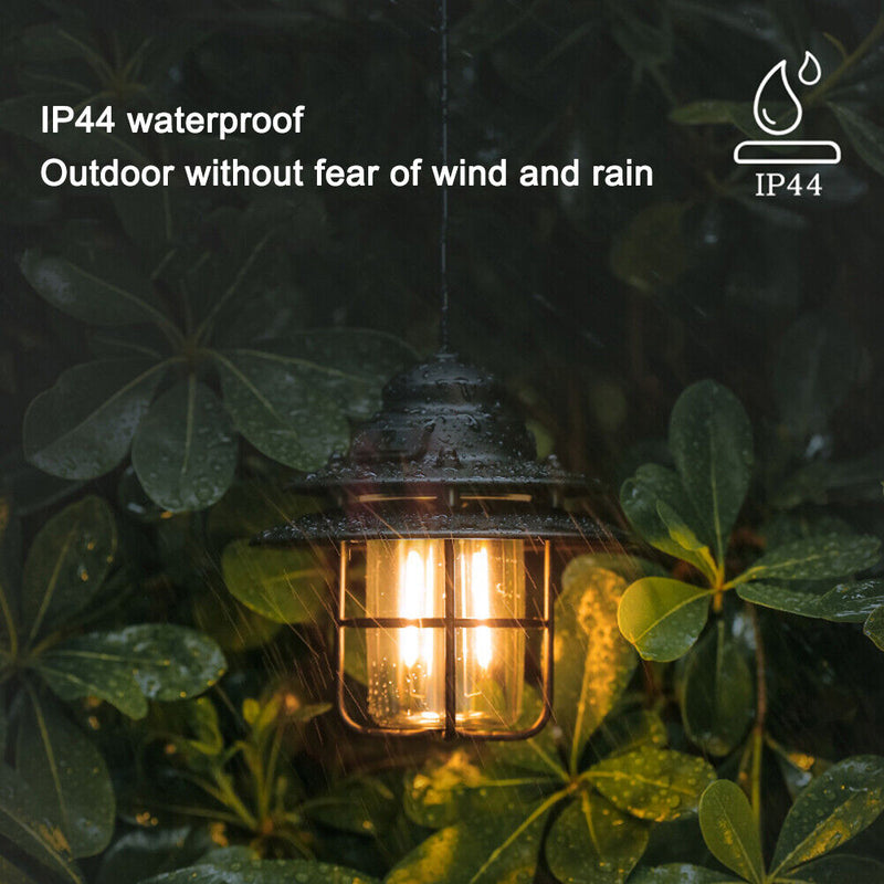 LED Camping Lamp Iron Outdoor Hanging Lantern USB Rechargeable (Short) Newly