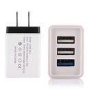 3 Ports USB Travel Wall Charger 5V 2A Fast Charging Charger US Plug (Black)