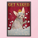 11CT Full Cross Stitch Bathing Cat Stamped DIY Cotton Thread Animal Needlework