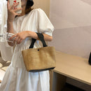 Women Beach Bucket Bags Straw Woven Handbag Summer Female Daily Shopping Totes