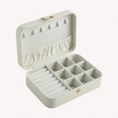Velvet Jewelry Box Portable Necklace Earrings Organizer with Lock (White)