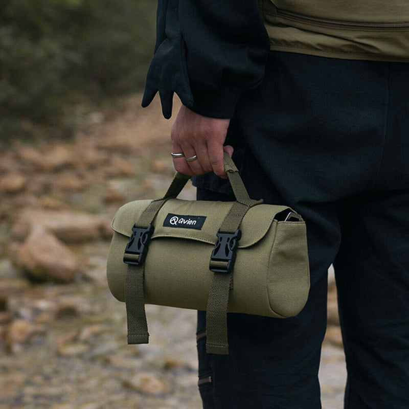 Qvien Camping Gas Tank Storage Bag Multifunction Canvas Cassette Furnace Handbag