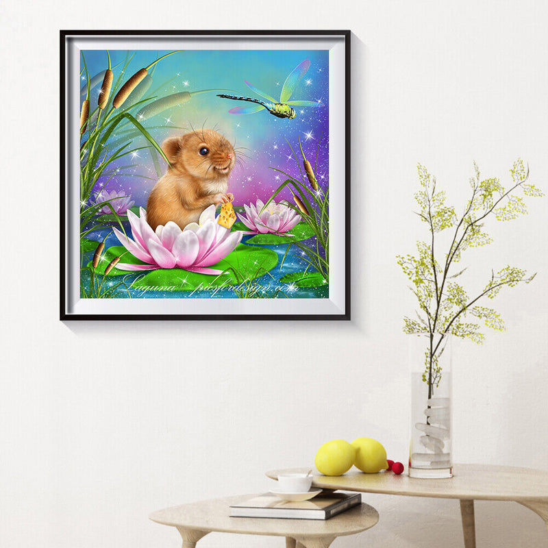 5D DIY Diamond Painting Mouse Dragonfly Full Round Drill Embroidery Craft Newly