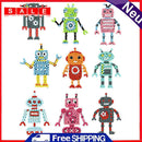 9pcs DIY Self-Adhesive Rhinestone Stickers Kit Colorful Cute Robots Phone Decor