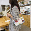 Fashion Women Flower Contrast Color Canvas Underarm Bag Casual Small Handbags
