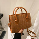 Straw Beach Tote Shoulder Bags Women Hand-Woven Leather Crossbody Handbag Purse