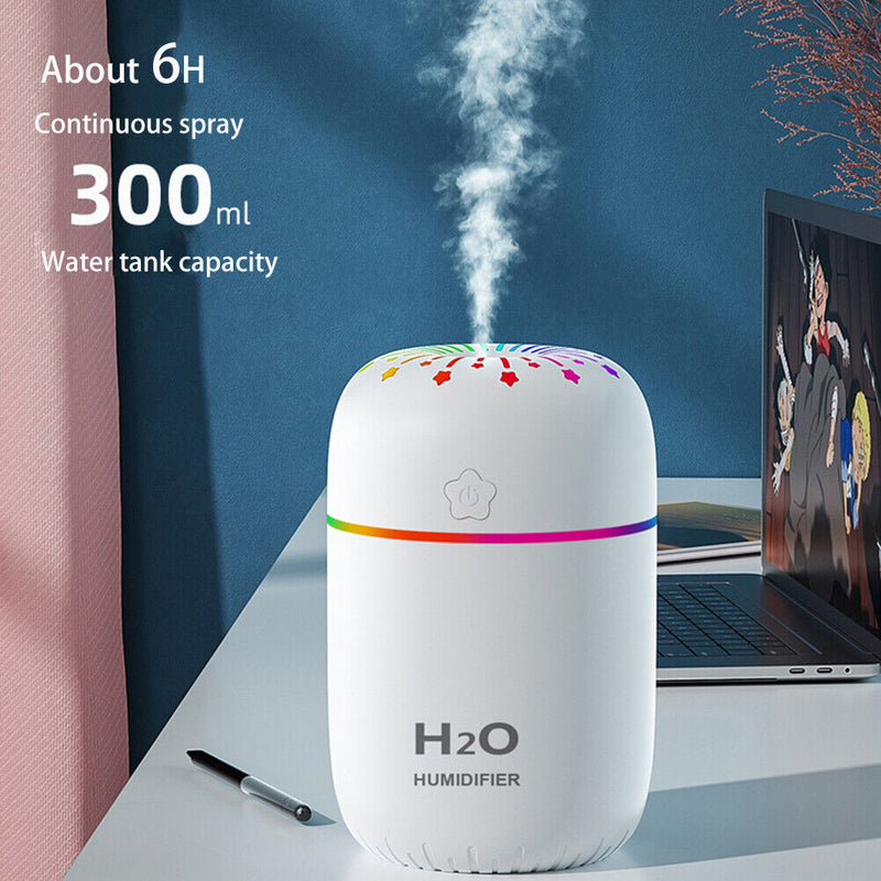 USB Night Light Air Humidifier Home Car Desktop Aroma Oil Diffuser (White)