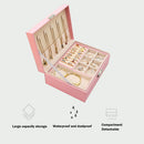 Jewelry Velvet Box with Lock Travel Earring Organizer Storage Case (Pink)